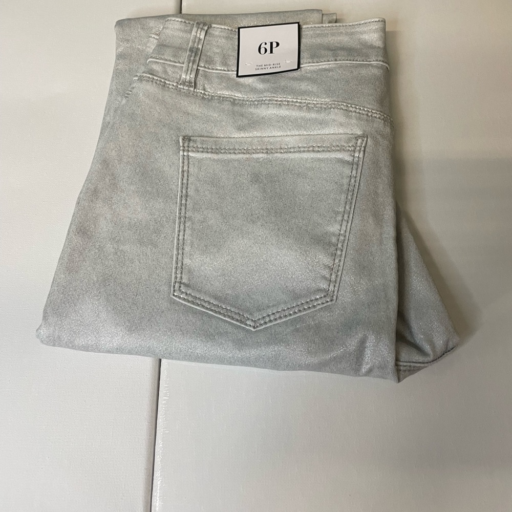 White House Black Market Jeans NWT  Silver The Mid-Rise Skinny Ankle Size 6P